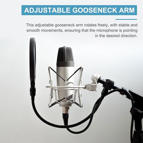 PATIKIL 8" Gooseneck, 1/4"-20 Male to Male Thread Metal Universal Hose Flexible Arm Gooseneck Tube Extension Holder for Action Camera, Phone, Microphone, Black in Saudi Arabia