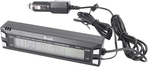 Chcury1 13.5 x 3.5 x 2.5cm Indoor Outdoor Temperature Voltage Meter LCD Clock Alarm Thermometer Black for Truck Pickup SUV for Jeep for Vans Trailers Universal Car in Saudi Arabia