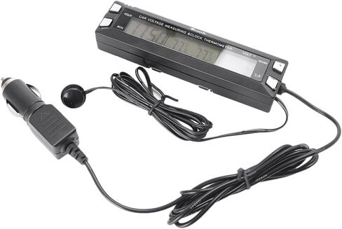 Chcury1 13.5 x 3.5 x 2.5cm Indoor Outdoor Temperature Voltage Meter LCD Clock Alarm Thermometer Black for Truck Pickup SUV for Jeep for Vans Trailers Universal Car in Saudi Arabia