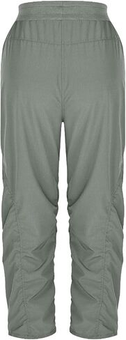 Womens Athletic Capri Pants Side Luched Capris تمرينات خفيفة الوزن يركض الركض مع جيوب in Kuwait
