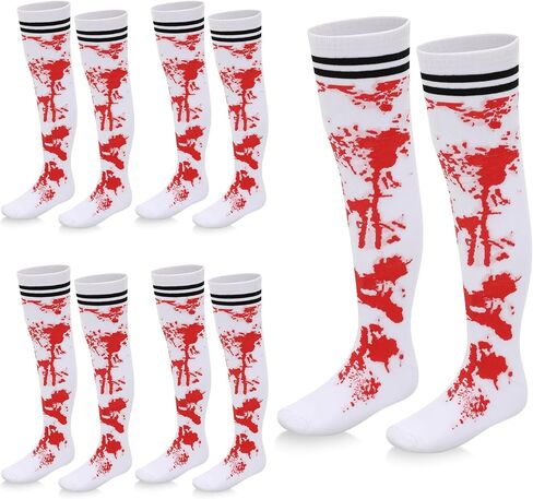 Ramede Cheerleader Halloween Striped Socks for Girls Halloween Bloody Socks Fearsome Spiritless Zombie Accessories in Saudi Arabia