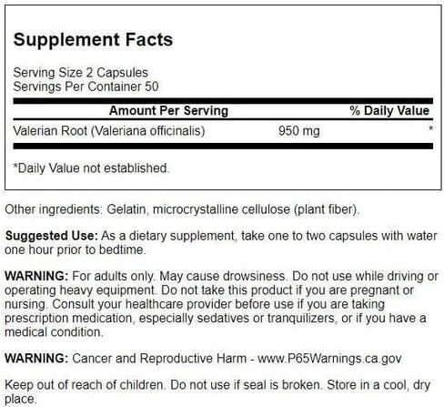 Swanson Valerian Root - Herbal Supplement - Relaxation and Sleep - 100 Capsules, 950mg per Serving in Saudi Arabia