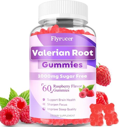 Valerian Root Gummies - Sugar Free Valerian Root Supplement for Adults, Herbal Supplement for Relaxation, Calming & Zzz, Vegan, Raspberry Flavor, 60 Count in Saudi Arabia