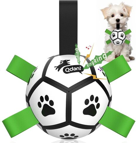 Dog Toys Soccer Ball with Straps - Durable Dog Balls for Large Dogs, Beach Pool Dog Water Toy, Dog Tug Toys for Tug of War, Puppy Dog Birthday Gifts (8 Inch) in Saudi Arabia