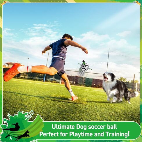 Dog Toys Soccer Ball with Straps - Durable Dog Balls for Large Dogs, Beach Pool Dog Water Toy, Dog Tug Toys for Tug of War, Puppy Dog Birthday Gifts (8 Inch) in Saudi Arabia