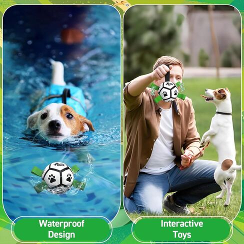 Dog Toys Soccer Ball with Straps - Durable Dog Balls for Large Dogs, Beach Pool Dog Water Toy, Dog Tug Toys for Tug of War, Puppy Dog Birthday Gifts (8 Inch) in Saudi Arabia