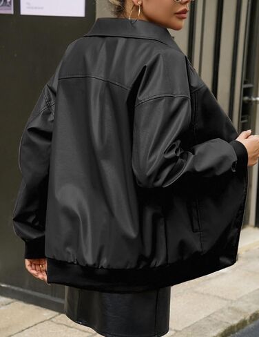 Leather Jackt Women, Faux Suede Oversized Motorcycle Bomber Coats, 2025 Fall Fashion Y2K Outfits Winter Clothes in Kuwait