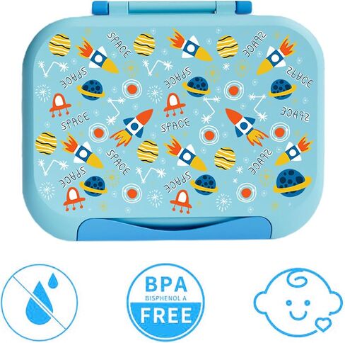 Prints Leak-Proof XL Lunch Box - Reusable 3-Compartment Containers Bento Box for meal Prepping;5-Cup Capacity for Adults & Ages 8+, BPA-Free, Dishwasher Safe (Yellow - Trucks) in Saudi Arabia