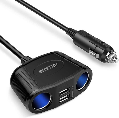 BESTEK Cigarette Lighter Splitter Adapter - 150W Car Charger Adapter with 2-Socket Dual 12v Splitter 2.4A USB DC Cigarette Outlet and PD30W Car Charger Super Fast Charger in Saudi Arabia