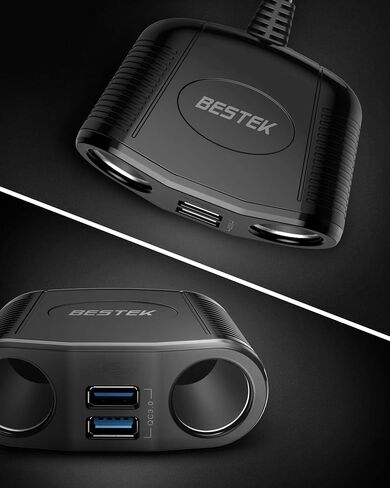 BESTEK Cigarette Lighter Splitter Adapter - 150W Car Charger Adapter with 2-Socket Dual 12v Splitter 2.4A USB DC Cigarette Outlet and PD30W Car Charger Super Fast Charger in Saudi Arabia