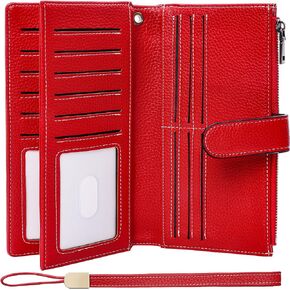 Womens Wallet RFID Blocking Large Capacity Credit Card Holder Long Purses for Women with Wristlet Pocket ID Window in Saudi Arabia