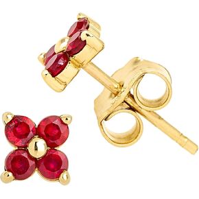 14K Yellow Gold 0.24ctw 4-stone Ruby Flower Stud Earrings, Butterfly Push-back Closure, July Birthstone Earrings in Saudi Arabia