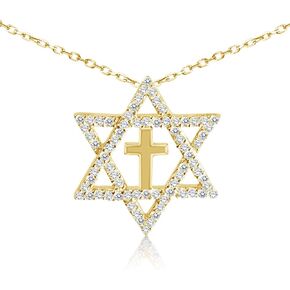 Alef Bet by Paula Star of David and Cross Sparkling Necklace in Saudi Arabia