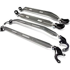 شريط Strut Hyperspeed الأمامي+الخلفي+الجزء العلوي+البرج السفلي بار 4PCS CNC الألومنيوم الملاءمة لهوندا Civic/CRX/Civic del Sol من أجل acura integra ، استبدال السيارات (جميع 4pcs w/23 "الخلفية السفلى ، gunmetal) in Kuwait
