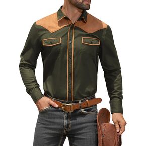 MioRoim Men's Western Cowboy Shirt Long Sleeve Button Down Embroidered Shirts Vintage Denim Shirts in Saudi Arabia