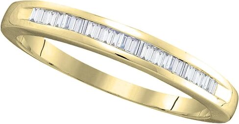 0.2tw 14K Solid Gold Baguette White Diamond Womens Anniversary Wedding Band Stackable Ring 1/ in Saudi Arabia