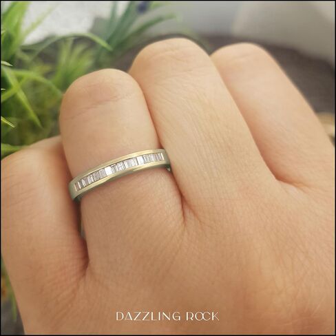 0.2tw 14K Solid Gold Baguette White Diamond Womens Anniversary Wedding Band Stackable Ring 1/ in Saudi Arabia