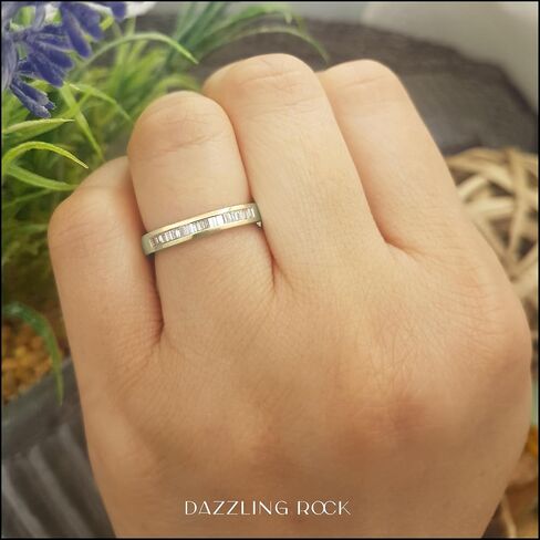 0.2tw 14K Solid Gold Baguette White Diamond Womens Anniversary Wedding Band Stackable Ring 1/ in Saudi Arabia