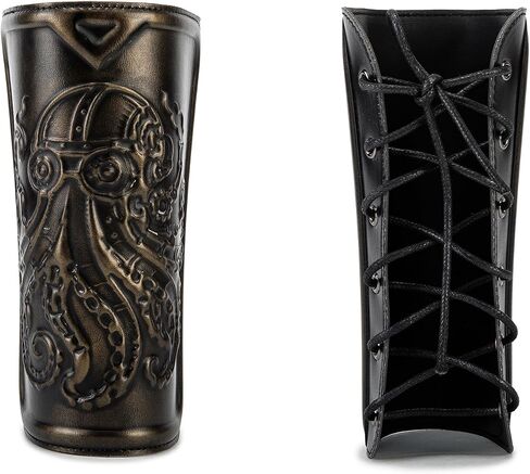 SV SENVAN 3D Octopus Bracers - Viking & Renaissance Armor Guards, Adjustable Lacing PU Forearm Armor (1pcs) in Saudi Arabia