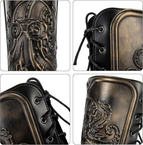 SV SENVAN 3D Octopus Bracers - Viking & Renaissance Armor Guards, Adjustable Lacing PU Forearm Armor (1pcs) in Saudi Arabia