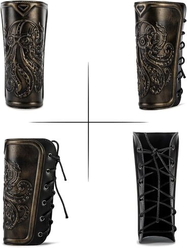 SV SENVAN 3D Octopus Bracers - Viking & Renaissance Armor Guards, Adjustable Lacing PU Forearm Armor (1pcs) in Saudi Arabia