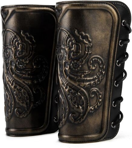 SV SENVAN 3D Octopus Bracers - Viking & Renaissance Armor Guards, Adjustable Lacing PU Forearm Armor (1pcs) in Saudi Arabia