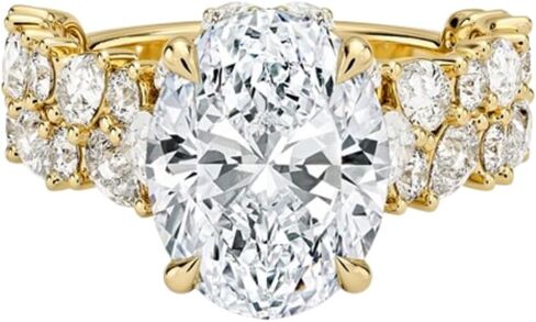 1 CT-5 CT Moissanite خاتم الخطوبة عديمة اللون VVS1 10K 14K 18K الذهب الصلب و 925 الجنيه الاسترليني الطبيعة مستوحاة من الصفوف المزدوجة الذكرى السنوية in Kuwait