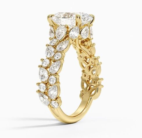1 CT-5 CT Moissanite خاتم الخطوبة عديمة اللون VVS1 10K 14K 18K الذهب الصلب و 925 الجنيه الاسترليني الطبيعة مستوحاة من الصفوف المزدوجة الذكرى السنوية in Kuwait