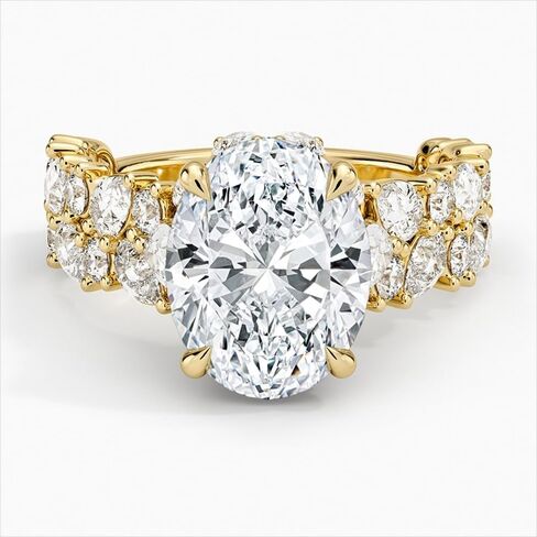 1 CT-5 CT Moissanite خاتم الخطوبة عديمة اللون VVS1 10K 14K 18K الذهب الصلب و 925 الجنيه الاسترليني الطبيعة مستوحاة من الصفوف المزدوجة الذكرى السنوية in Kuwait