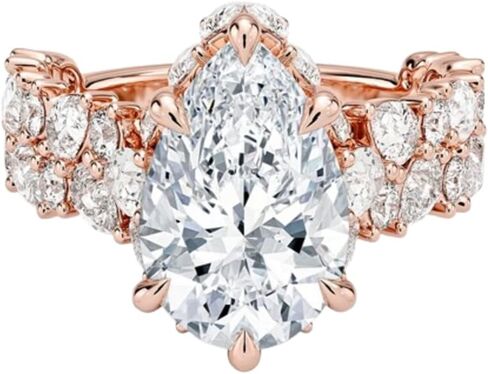 1 CT-5 CT Moissanite خاتم الخطوبة عديمة اللون VVS1 10K 14K 18K الذهب الصلب و 925 الجنيه الاسترليني الطبيعة مستوحاة من الصفوف المزدوجة الذكرى السنوية in Kuwait