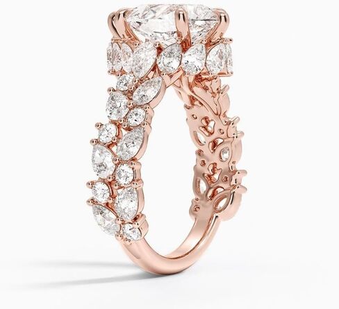 1 CT-5 CT Moissanite خاتم الخطوبة عديمة اللون VVS1 10K 14K 18K الذهب الصلب و 925 الجنيه الاسترليني الطبيعة مستوحاة من الصفوف المزدوجة الذكرى السنوية in Kuwait