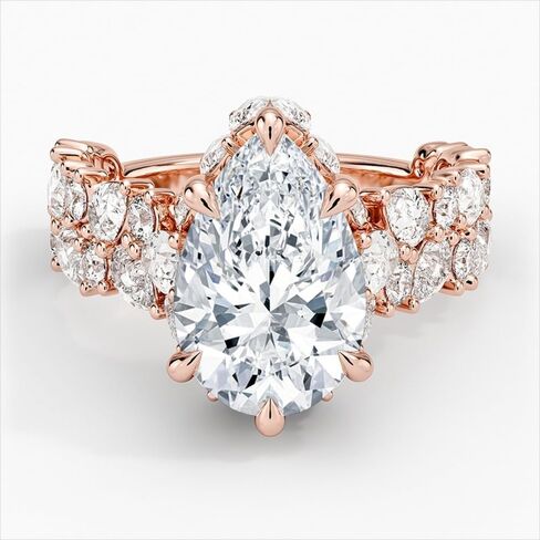 1 CT-5 CT Moissanite خاتم الخطوبة عديمة اللون VVS1 10K 14K 18K الذهب الصلب و 925 الجنيه الاسترليني الطبيعة مستوحاة من الصفوف المزدوجة الذكرى السنوية in Kuwait