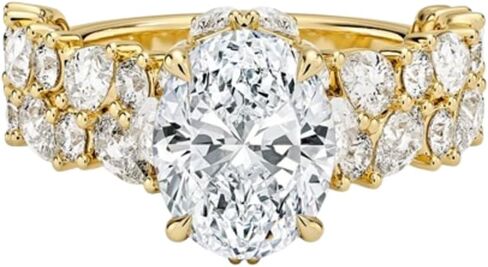 1 CT-5 CT Moissanite خاتم الخطوبة عديمة اللون VVS1 10K 14K 18K الذهب الصلب و 925 الجنيه الاسترليني الطبيعة مستوحاة من الصفوف المزدوجة الذكرى السنوية in Kuwait