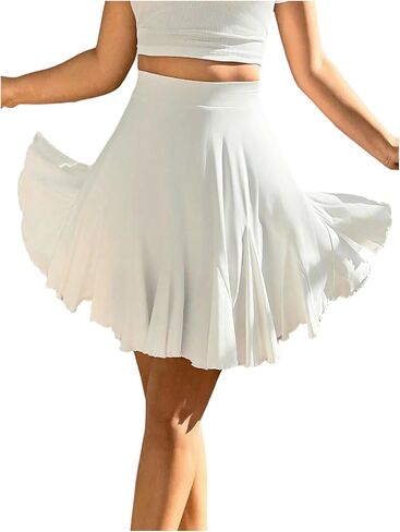 SHENHE Women's Plus Size Ruffle Skater Skirt A Line High Waist Flowy Dance Tennis Skirt with Shorts in Saudi Arabia