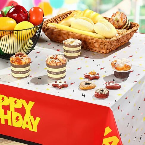 3 Pack 54" x 108" Red White Plastic Pleated Classic All-Season Birthday Tablecloth in Saudi Arabia