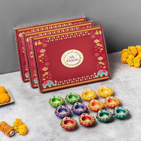 (Pack of 36) Clay Diyas with Cotton Wicks, Diwali Decorations For Home, Mitti Diyas for Pooja, Indian Puja Decor For Mandir, Diwali Gifts, Earthen Lamp for Navratri Dussehra, Party Favors in Kuwait