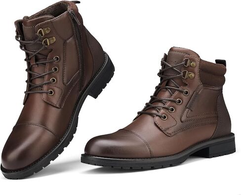 Rollda Men's Motorcycle Boots Combat Boots Casual Dress Boots for Men Lace Up Cap Toe Ankle Boots in Kuwait