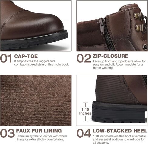Rollda Men's Motorcycle Boots Combat Boots Casual Dress Boots for Men Lace Up Cap Toe Ankle Boots in Kuwait