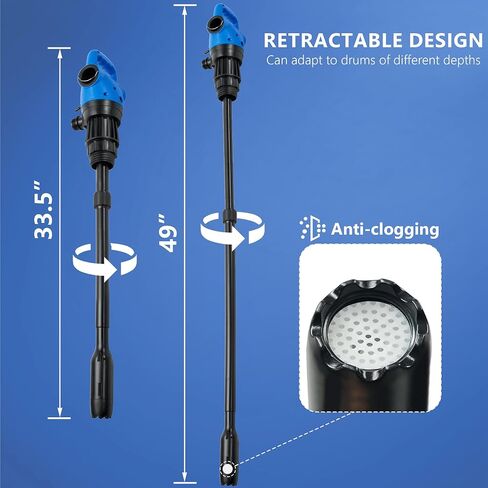 Electric Drum Barrel Pump, 110V-240V AC/12V DC Power, 55 Gallon Drum Pump with Built-in 2-Inch Bung Adapter, 5 GPM Flow Rate, Suitable for DEF, Diesel, Water, Antifreeze in Saudi Arabia