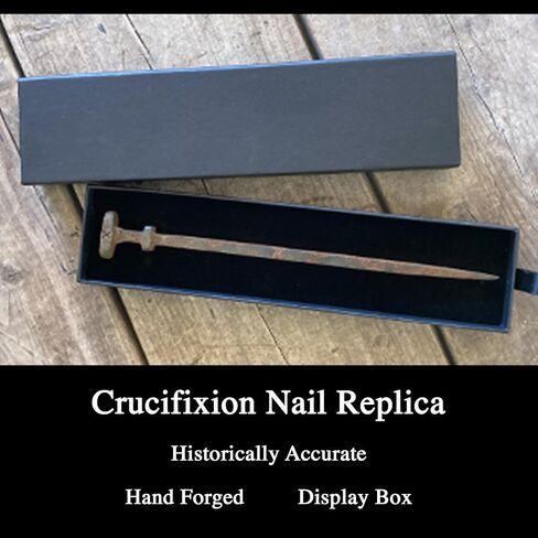 Historically Accurate Crucifixion Nail Replica, Hand-Forged, Cross, Bible Display Piece with Box in Saudi Arabia