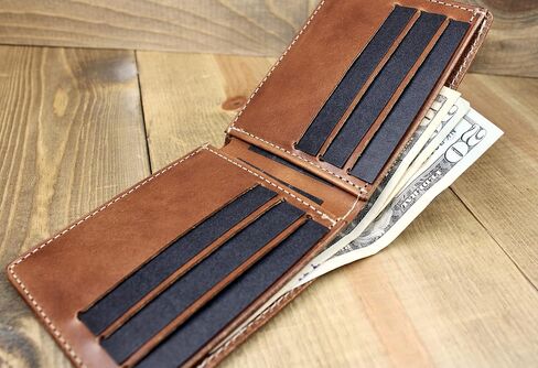 Leather Bifold Wallet with Personalization | Mens Leather Bifold Wallet | Women's Wallet | 3rd Anniversary Leather Gift | Gift or husband | Handmade Leather Wallet in Saudi Arabia