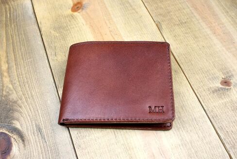Leather Bifold Wallet with Personalization | Mens Leather Bifold Wallet | Women's Wallet | 3rd Anniversary Leather Gift | Gift or husband | Handmade Leather Wallet in Saudi Arabia