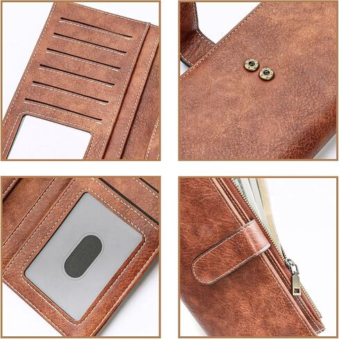Womens Wallet RFID حظر حامل بطاقة ائتمان كبيرة السعة الطويلة للمحافظات الطويلة للنساء مع نافذة معرف الجيب المعصم in Kuwait