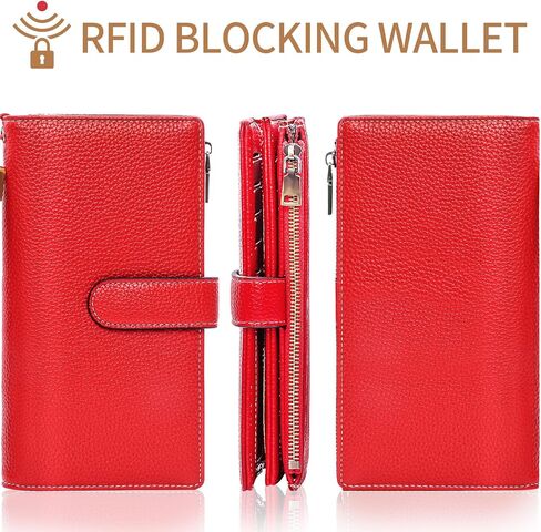 Womens Wallet RFID Blocking Large Capacity Credit Card Holder Long Purses for Women with Wristlet Pocket ID Window in Saudi Arabia