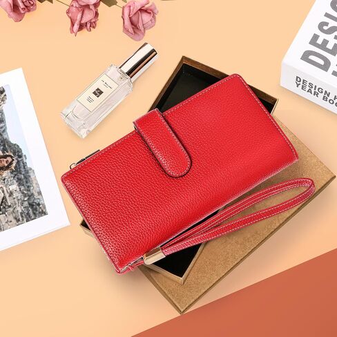 Womens Wallet RFID Blocking Large Capacity Credit Card Holder Long Purses for Women with Wristlet Pocket ID Window in Saudi Arabia