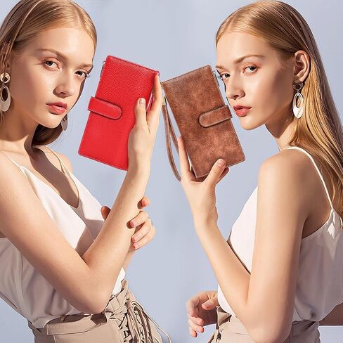 Womens Wallet RFID Blocking Large Capacity Credit Card Holder Long Purses for Women with Wristlet Pocket ID Window in Saudi Arabia