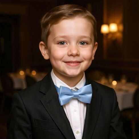 Light Blue Bow Ties for Boys Pre-tied Kids Bow Tie Adjustable Solid Color Toddler Bowtie for Boys Girls School Wedding Party in Saudi Arabia