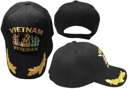 Trade Winds Vietnam Veteran Cap with Flame Retired Army Military Vet Baseball Black Cap Hat in Saudi Arabia