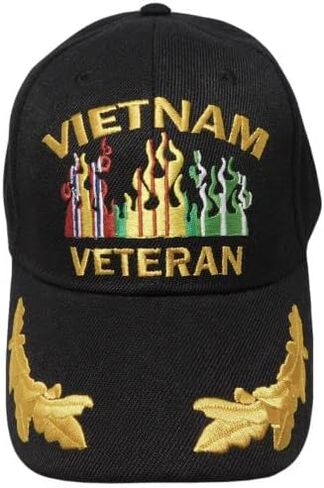 Trade Winds Vietnam Veteran Cap with Flame Retired Army Military Vet Baseball Black Cap Hat in Saudi Arabia