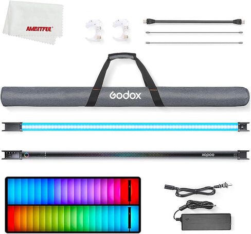 GODOX TL60 RGB Tube Light,CRI 96 TLCI 98,Color Temper 2700K~6500K,100% Brightness (LUX),39 FX Effects,2.4G Wireless,Support APP Control/DMX Control (4PCS) in Kuwait